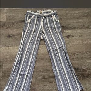 Rewind Blue and White Striped Drawstring Pants
